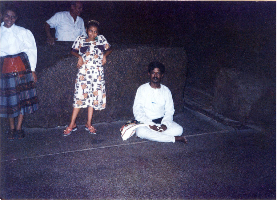 RKS. Muthukrishnan  sitting infront of the coffin or coffer or child delivery box inside the King’s chamber in the Great Pyramid